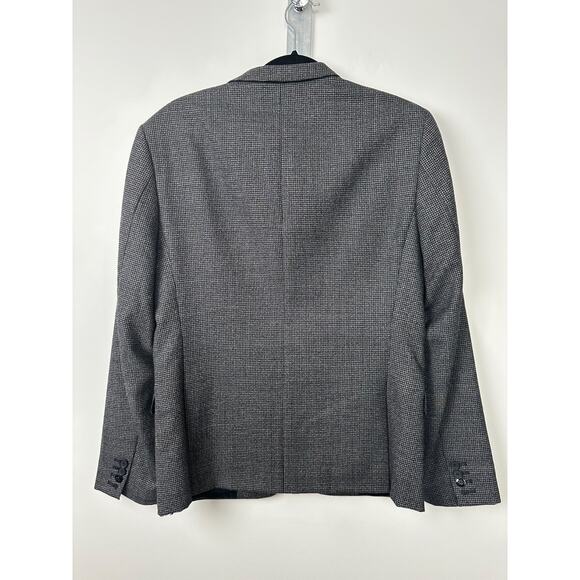 The Kooples Mens Wool Herringbone Long Sleeve Blazer Coat Gray Size 48 Lined - Picture 3 of 9